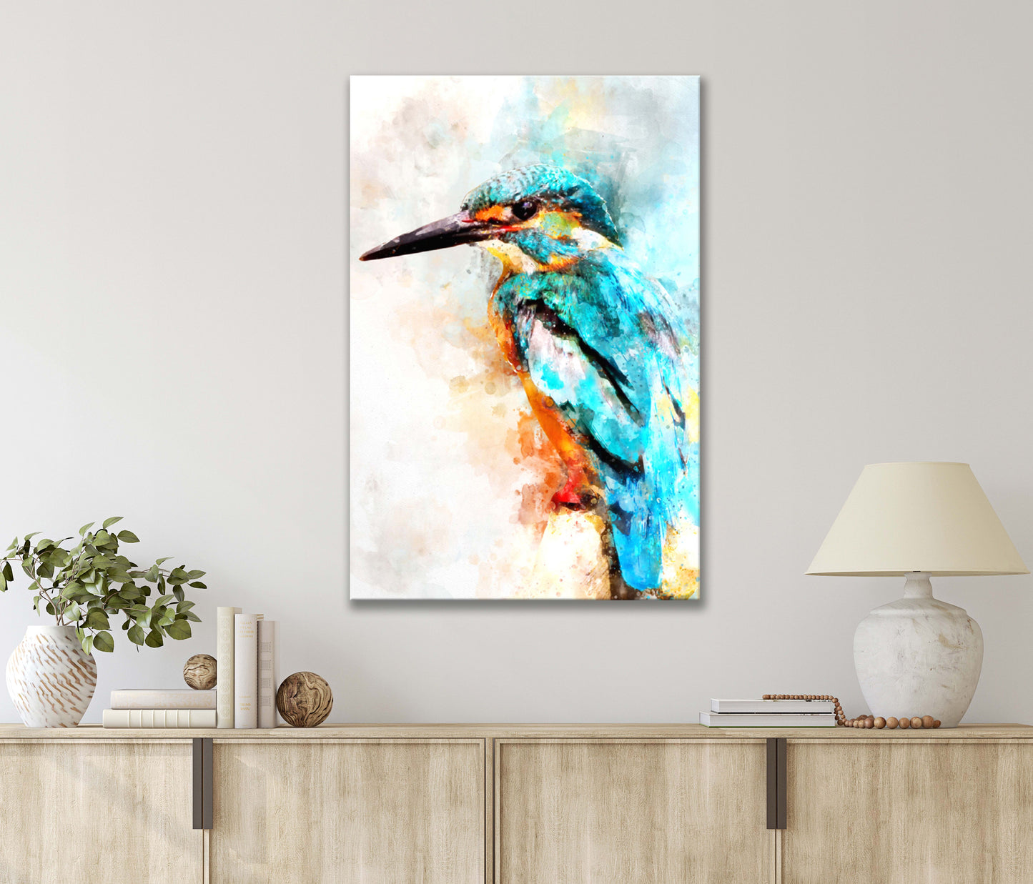 Majestic Bird with A Long Beak Perched on A Branch Print 100% Australian Made 40x60cm Stretched Canvas Ready to Hang