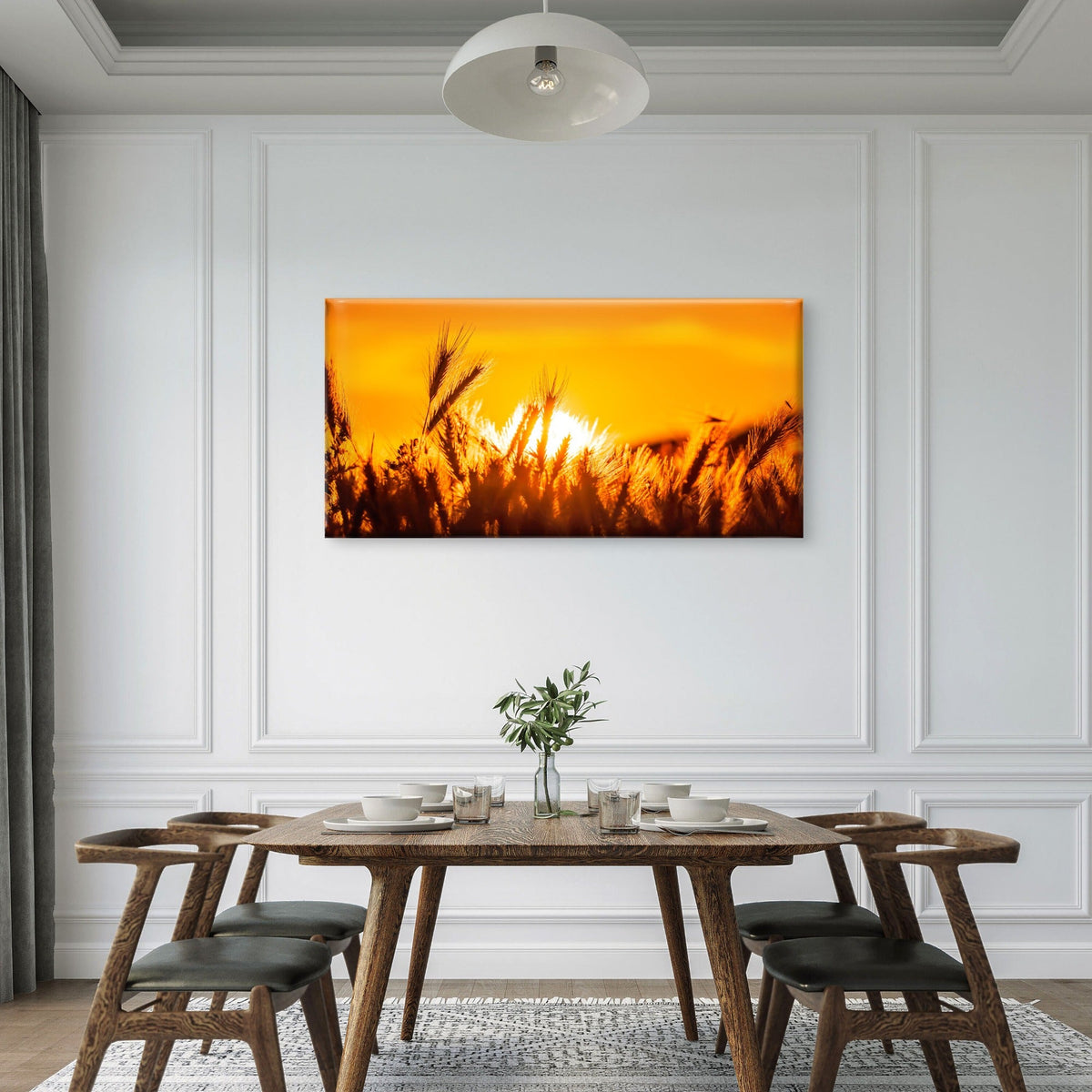 Field With Wild Grasses Sunset Wall Art Canvas Office Home Room Framed 80x45cm