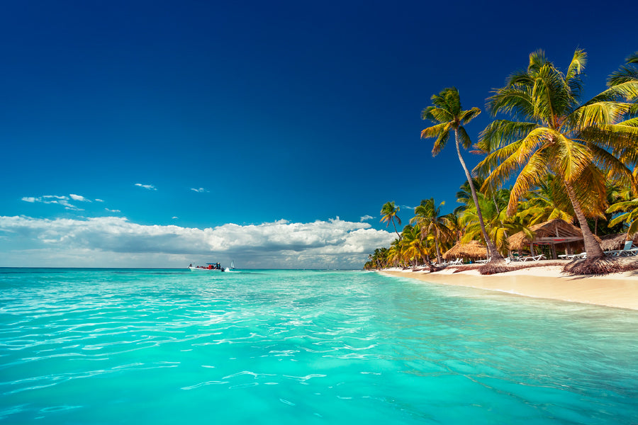 Island Beach With Perfect Sunny Sky Print 100% Australian Made Stretched Canvas Ready to Hang - BC-128