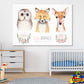 Owl Fox & Deer Painting Print 100% Australian Made Stretched Canvas Ready to Hang - NK-128