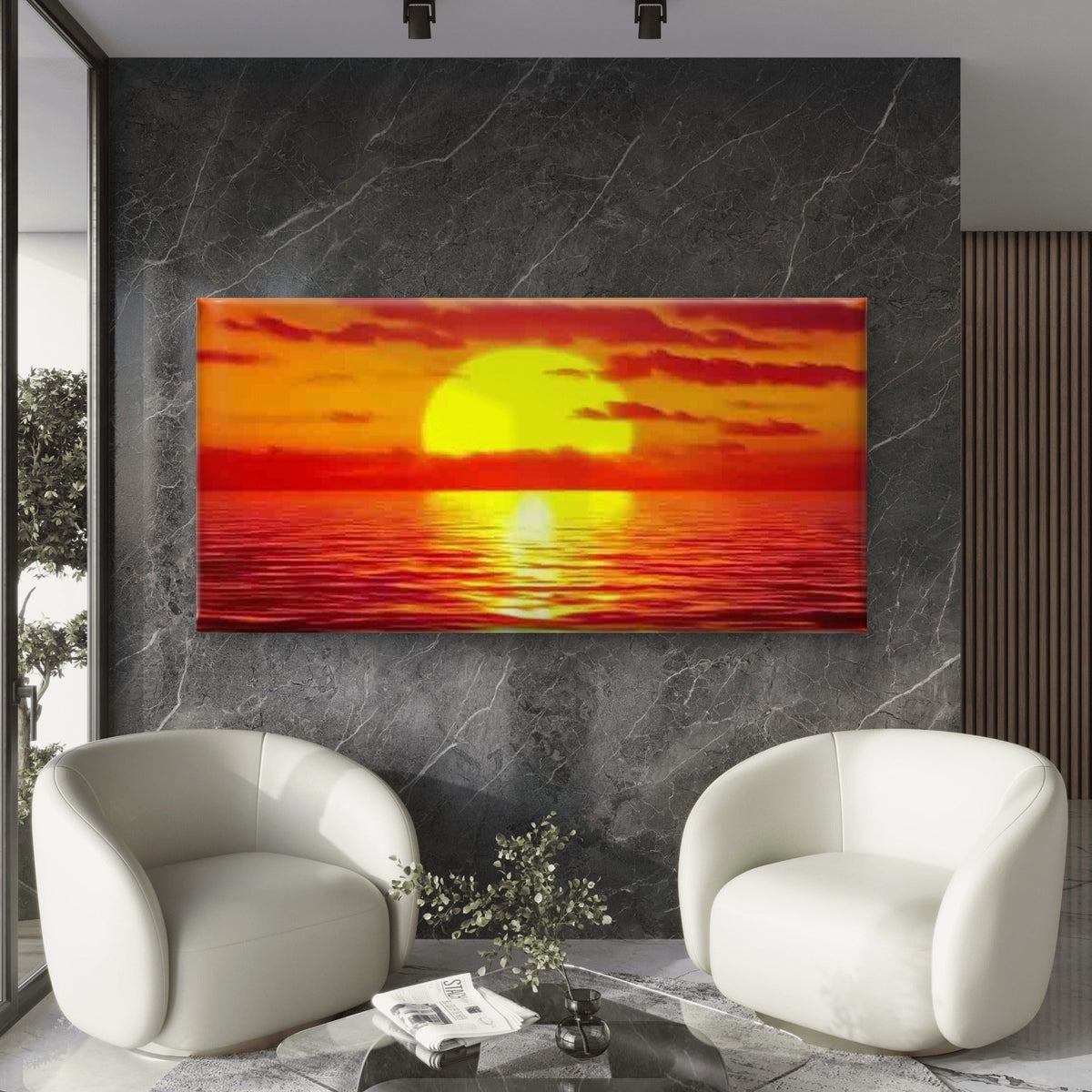 Golden Sunset Glow Wall Art Canvas Office Home Room Framed 120x60cm