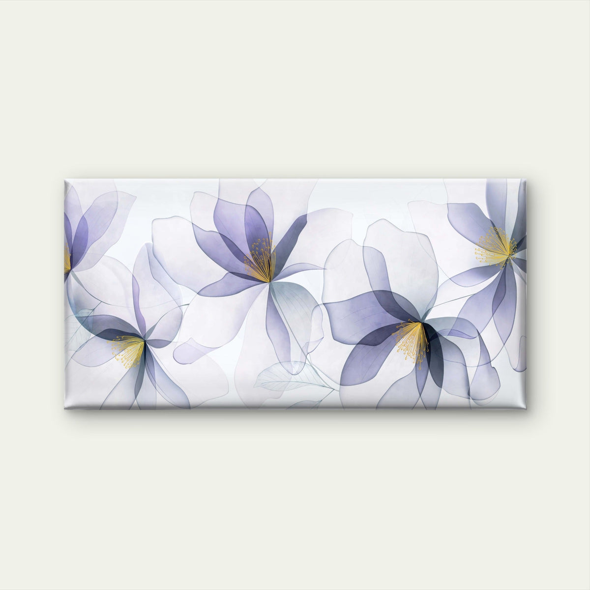 Modern Watercolor Sheer Violet Flowers Yellow Stamen Wall Art Canvas Office Home Framed 120x60cm