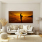 Silhouetted Family Fun On Sand Wall Art Canvas Office Home Room Framed 80x45cm
