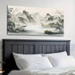 Glow Foggy Mountain Scene Misty Peaks & Serene Wall Art canvas office home room framed 120x60cm