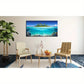 Vibrant Tropical Oceanic Split Waterline Scenery Palm Trees & Coral Reefs Wall Art canvas office home room framed 120x60cm