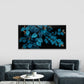 Dark Moody Blue Teal Leaves Foliage Wall Art Canvas Office Home Framed 80x45cm