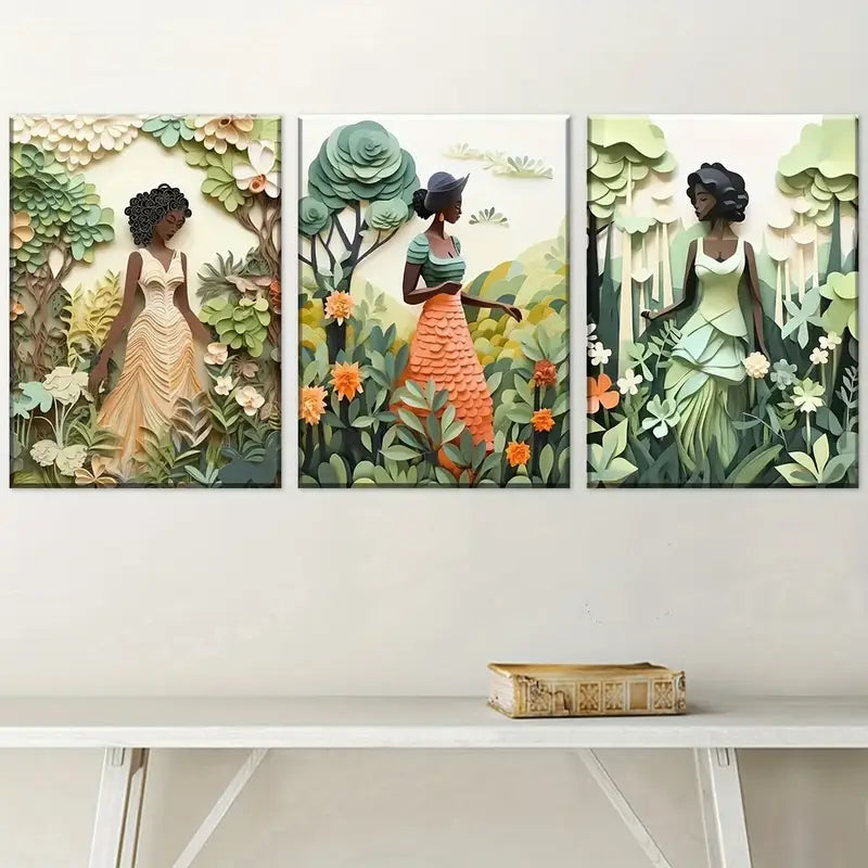 3pcs Natural Forest People Landscape Art Wall Art Set Canvas Framed 40x60cm - High Quality Print 100% Australian Made Wall Canvas Ready to Hang