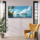 Tropical Island Sailboat Trees Wall Art Canvas Office Home Room Framed 120x60cm