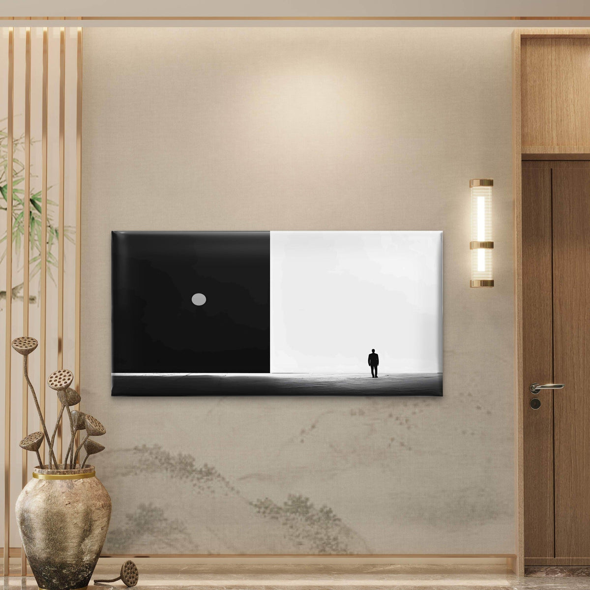 Person In A Dark Room Wall Art Canvas Office Home Room Framed 120x60cm