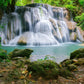 Huay Mae Kamin Waterfall Scenery Print 100% Australian Made Stretched Canvas Ready to Hang - NT-129