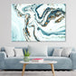 White Blue & Gold Abstract Marble Print 100% Australian Made Stretched Canvas Ready to Hang  - AB-129