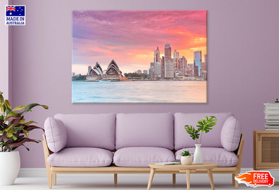 The City Skyline of Sydney, Australia Circular Quay Print 100% Australian Made Stretched Canvas Ready to Hang - AU-129