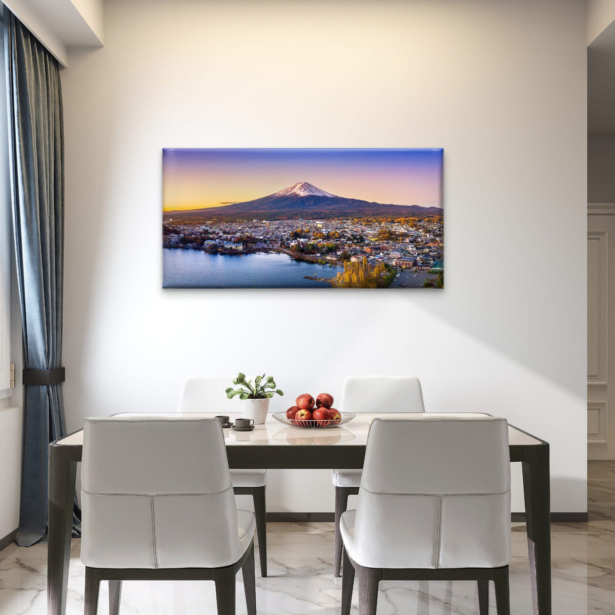 Fuji Mountain Kawaguchiko Lake Sunset Japan Volcanic Wall Art Canvas Office Home Room Framed 80x45cm