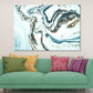 White Blue & Gold Abstract Marble Print 100% Australian Made Stretched Canvas Ready to Hang  - AB-129