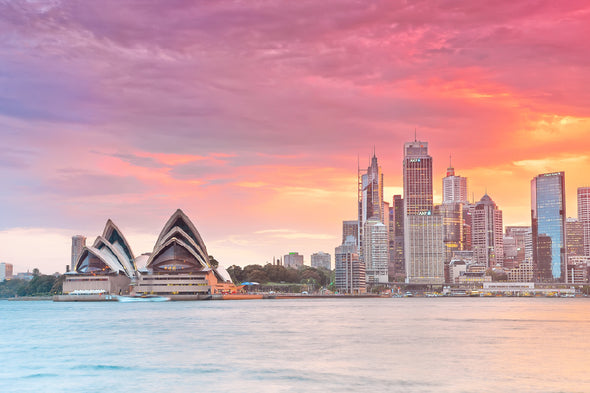 The City Skyline of Sydney, Australia Circular Quay Print 100% Australian Made Stretched Canvas Ready to Hang - AU-129