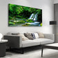 Green Forest Waterfall Scenery Wall Art canvas office home room framed 120x60cm