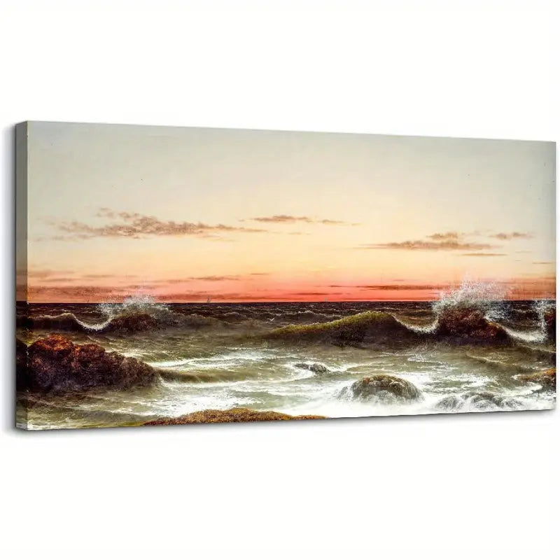 Ocean Scenery Vintage Seascape Coastal Wall Art canvas office home room framed 120x60cm