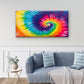 Rainbow Spiral Tie Dye Pattern Wall Art Canvas Office Home Room Framed 80x45cm