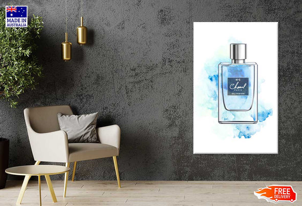 Blue Splash & Perfume Bottle Fashion Print 100% Australian Made Stretched Canvas Ready to Hang -FS - 159