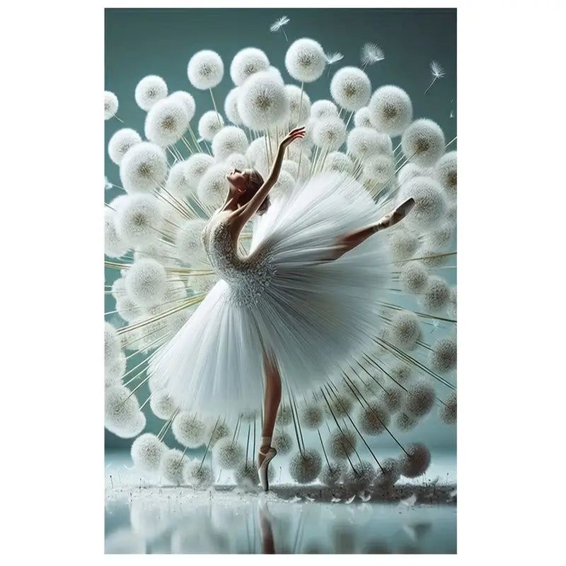 Elegant Ballet Dancer and Dandelion Print 100% Australian Made 40x60cm Stretched Canvas Ready to Hang