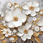 White Blossoms with Golden Leaf Print 100% Australian Made 60x40cm Stretched Canvas Ready to Hang