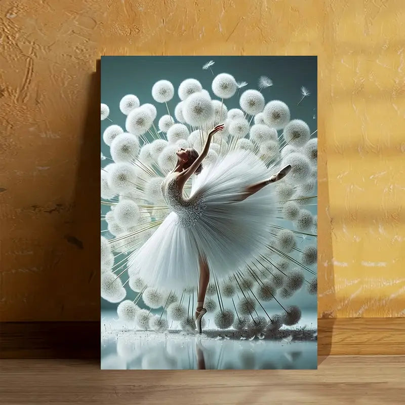 Elegant Ballet Dancer and Dandelion Print 100% Australian Made 40x60cm Stretched Canvas Ready to Hang