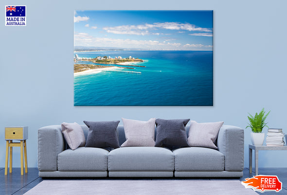 Ocean View With City Print 100% Australian Made Stretched Canvas Ready to Hang - BC-102