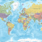 World Map Color Political Vector Print 100% Australian Made Stretched Canvas Ready to Hang - MP-102