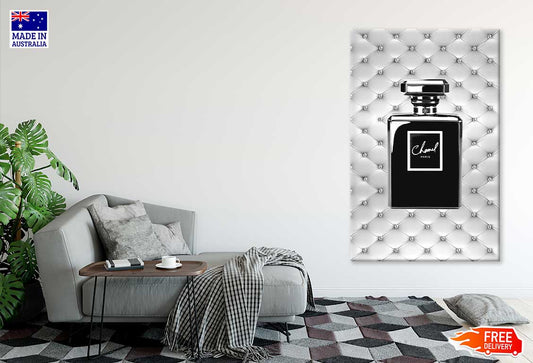 B&W Perfume Bottle with Grey Background Design Print 100% Australian Made Stretched Canvas Ready to Hang - FS - 155