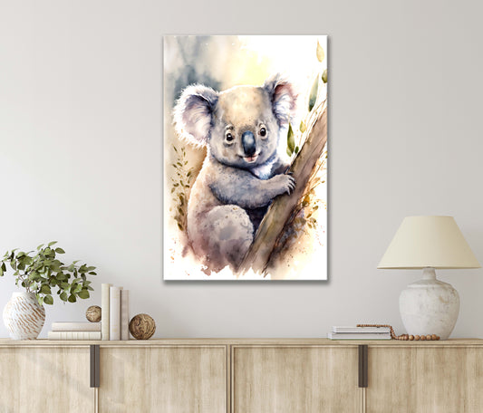 Painting Koala Bears Print 100% Australian Made 40x60cm Stretched Canvas Ready to Hang