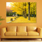 Yellow Autumn Trees in Garden Print 100% Australian Made Stretched Canvas Ready to Hang - NT-102