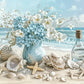 Beach Flower Vase and Seashells Print 100% Australian Made 60x40cm Stretched Canvas Ready to Hang