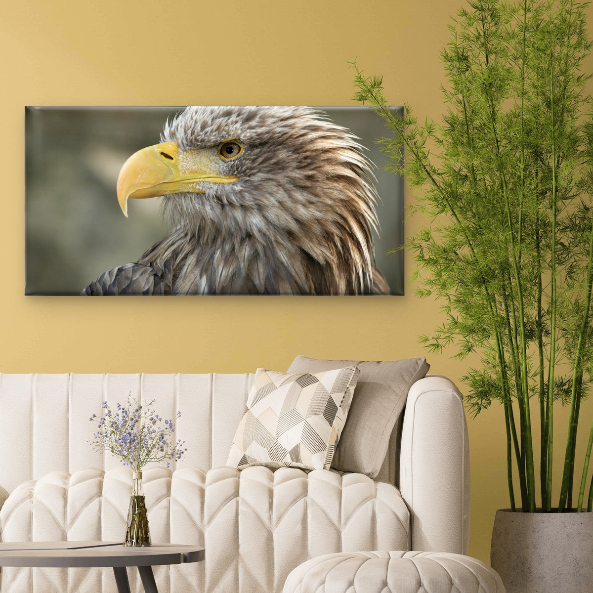 Bald Eagle Raptor Bird Wall Art Canvas Office Home Room Framed 120x60cm