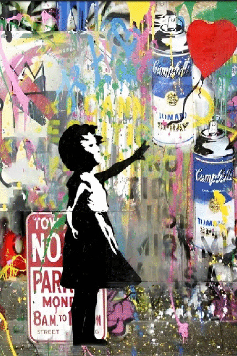 Girl with Graffiti Wall Art Print 100% Australian Made Stretched Canvas Ready to Hang - FS - 123