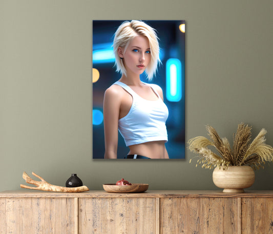 Beautiful Blond Woman Print 100% Australian Made 40x60cm Stretched Canvas Ready to Hang