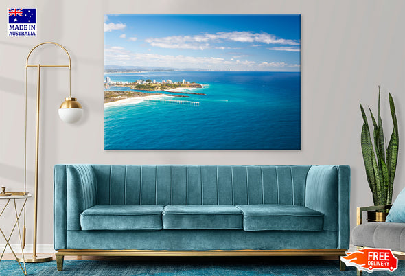 Ocean View With City Print 100% Australian Made Stretched Canvas Ready to Hang - BC-102