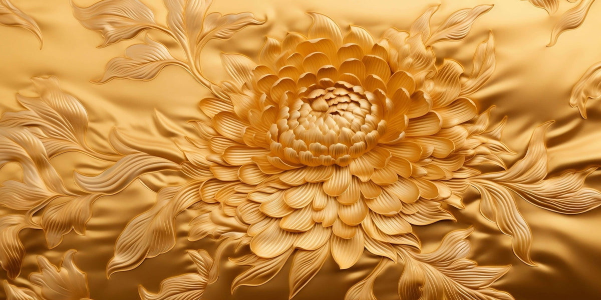Modern Flowers Luxury Gold Floral Wall Art Canvas Office Home Framed 80x45cm