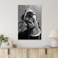 A Man with Sunglasses Smoking a Cigarette, Black and White Print 100% Australian Made 40x60cm Stretched Canvas Ready to Hang