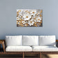 White Blossoms with Golden Leaf Print 100% Australian Made 60x40cm Stretched Canvas Ready to Hang