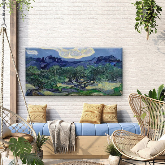 Landscape with Olive Trees Wall Art Canvas Office Home Room Framed 80x45cm