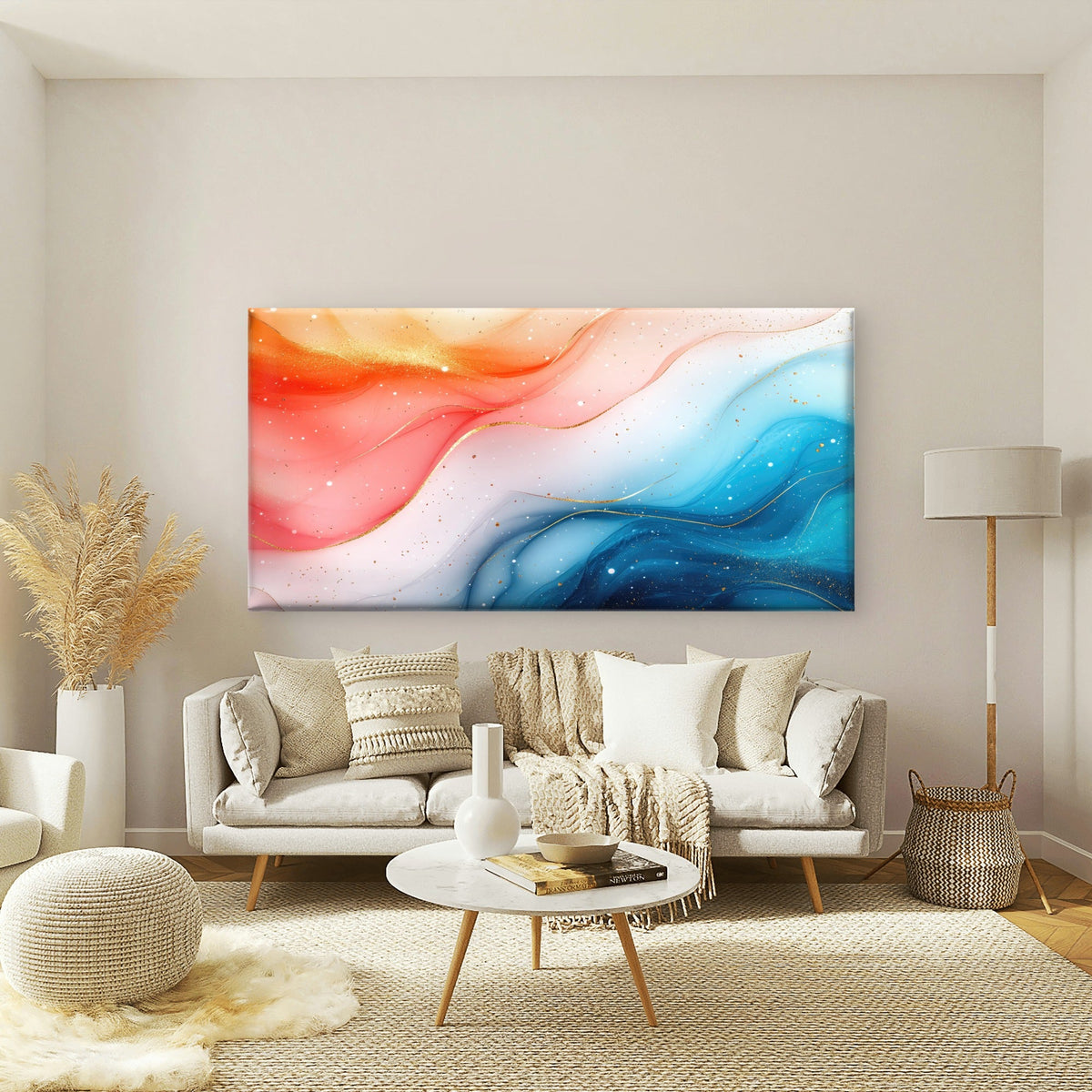 Harmony of Fire and Water Wall Art Canvas Office Home Room Framed 120x60cm