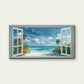 Beach View Through Open Window Wall Art Canvas Office Home Room Framed 120x60cm