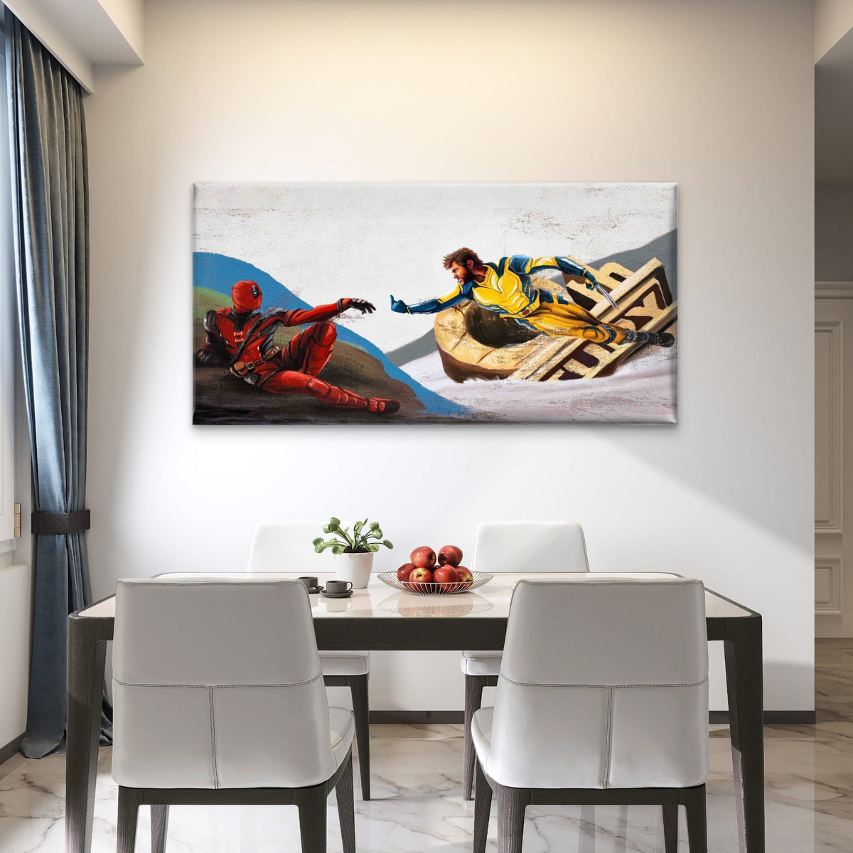 Humorous Comic Fresco Parody Wall Art Canvas Office Home Room Framed 80x45cm