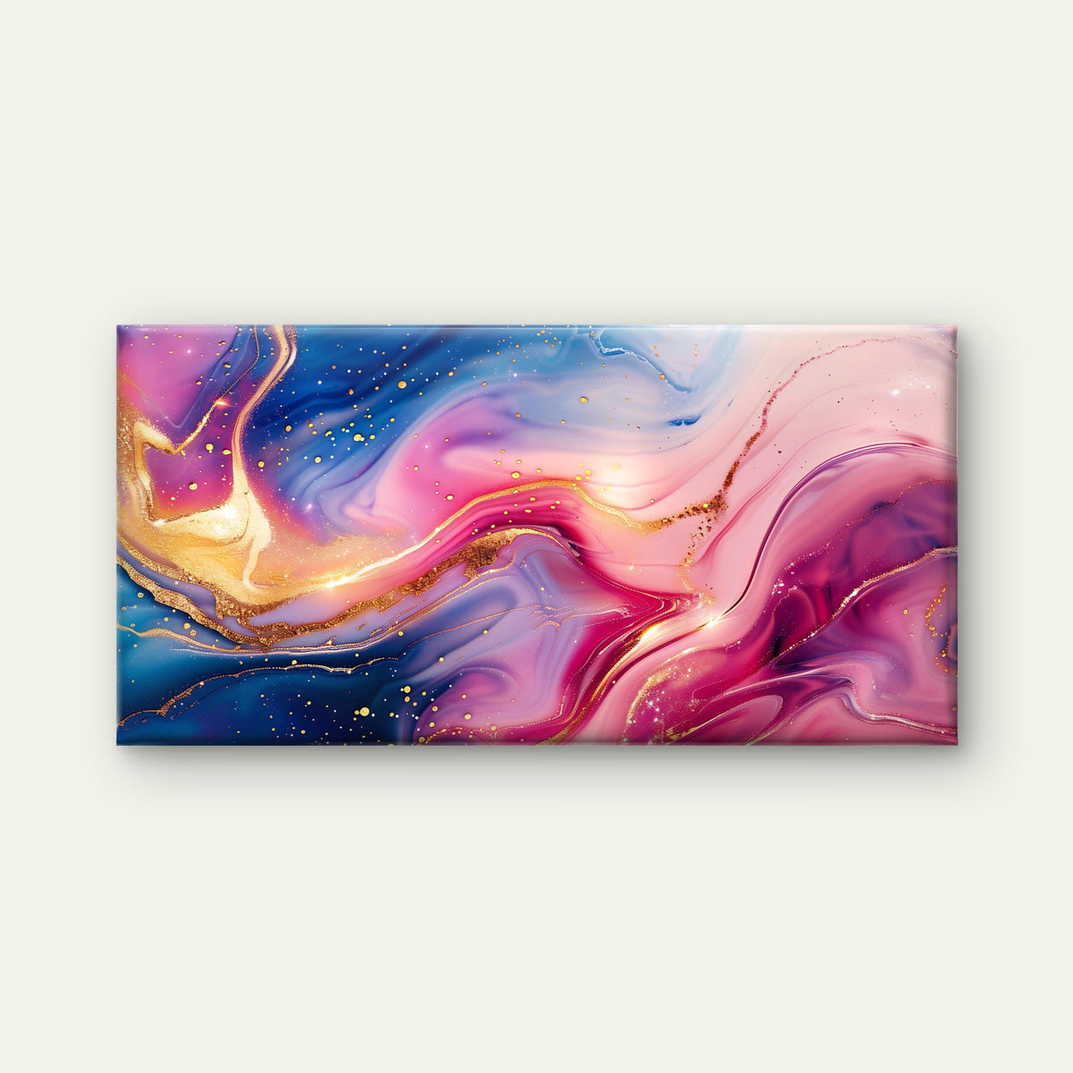 Golden Swirls In Indigo Wall Art Canvas Office Home Room Framed 120x60cm