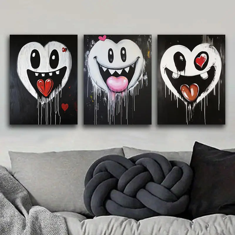 3pcs Ghostly Smile Design Metal Print Ready to Hang Art