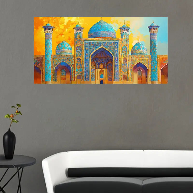 Taj Mahal Sunset Retro Architecture Wall Art wall canvas office home room framed 120x60cm