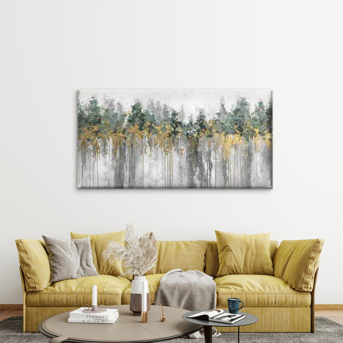 Abstract Forest Painting Wall Art Canvas Office Home Room Framed 120x60cm
