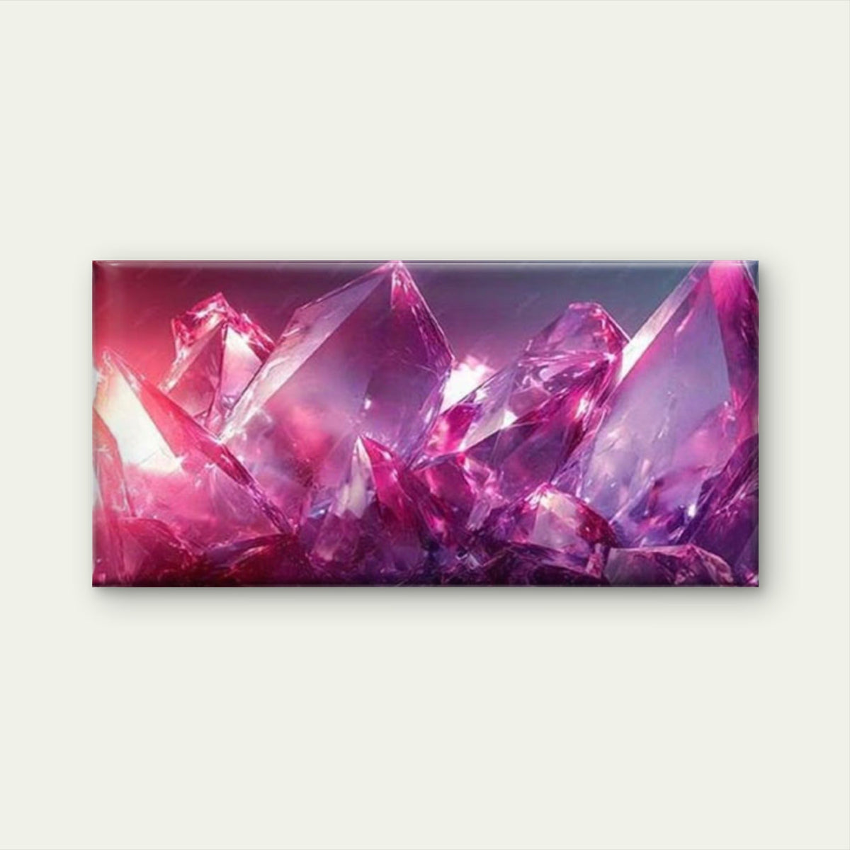 Glowing Amethyst Crystals Wall Art Canvas Office Home Room Framed 120x60cm