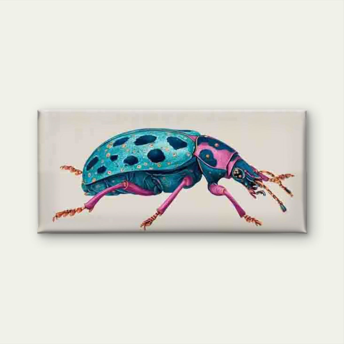 Bug with Vibrant Beetle Insect Wall Art Canvas Office Home Room Framed 80x45cm