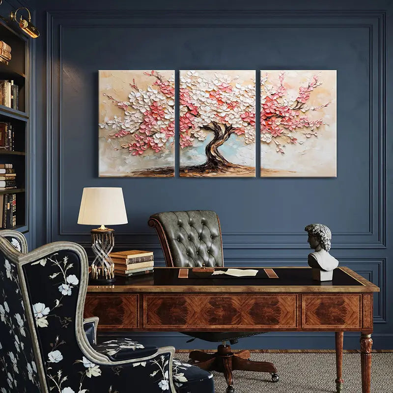 3pcs Vibrant Pink and White Flowers, Nature SceneWall Art Set Canvas Framed 40x60cm - High Quality Print 100% Australian Made Wall Canvas Ready to Hang